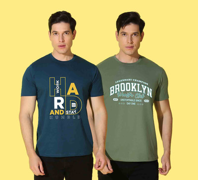 WOOSTRO Graphic Print Men Round Neck Blue, Green T-Shirt