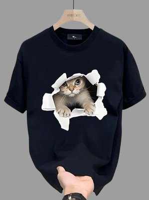 Twenty2Creation Printed Men Round Neck Black T-Shirt