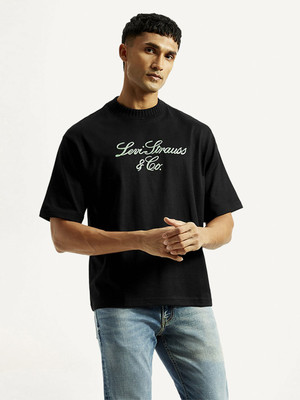 LEVI'S Embroidered Men Crew Neck Black T-Shirt