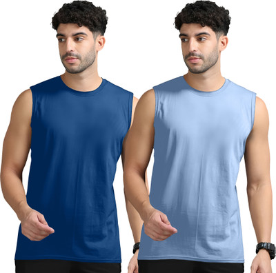 Jangoboy Solid Men Round Neck Dark Blue, Blue T-Shirt