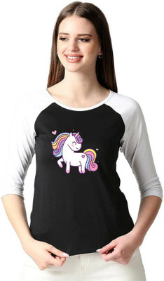 Vayu Pro Graphic Print Women Round Neck Black, White T-Shirt