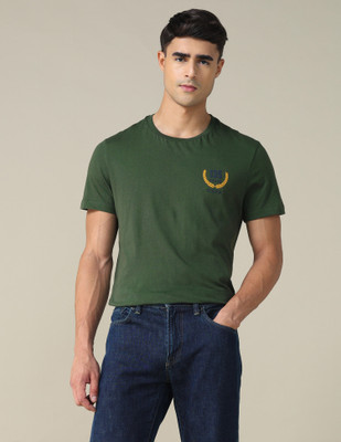U.S. POLO ASSN. Typography Men Crew Neck Green T-Shirt