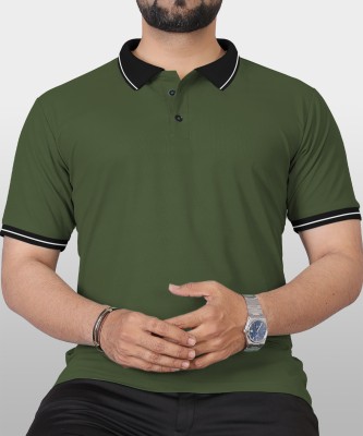 VeBNoR Solid Men Polo Neck Green T-Shirt