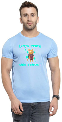 LuvCare Printed Men Round Neck Blue T-Shirt