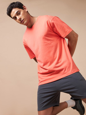 Cult Solid Men Round Neck Orange T-Shirt