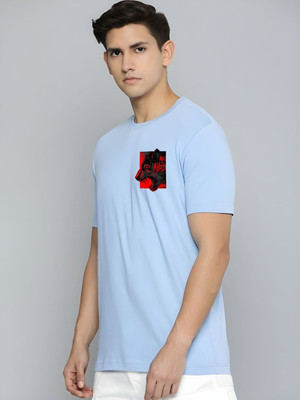 SZN Graphic Print Men Round Neck Light Blue T-Shirt