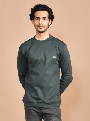 SKYKNIT Solid Men Turtle Neck Grey T-Shirt