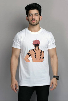 PRINTISTA Printed Men Round Neck White T-Shirt