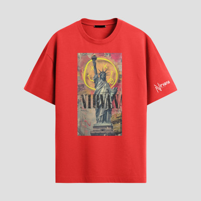 NMH Graphic Print, Typography Men Round Neck Red T-Shirt