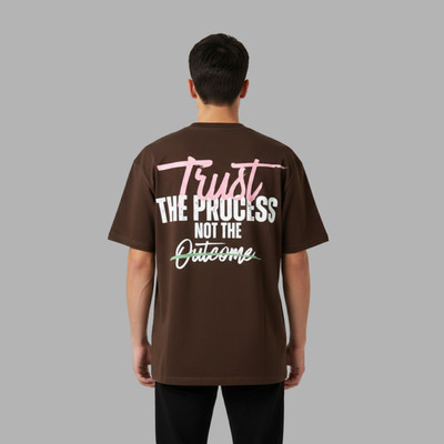 ANTARVAANI Printed, Graphic Print, Typography Men Round Neck Reversible Brown T-Shirt