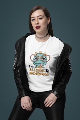 Clori Solid Women Round Neck White T-Shirt
