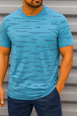 SCUBA Printed Men Round Neck Blue T-Shirt