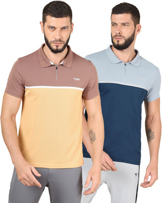 TECHNOSPORT Striped Men Polo Neck Multicolor T-Shirt