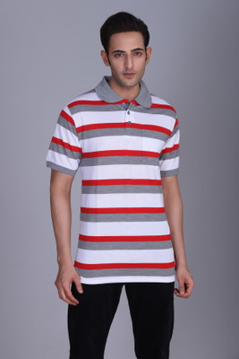 Harbor N Bay Striped Men Polo Neck Multicolor T-Shirt