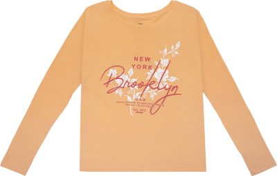 Dyca Solid, Printed Women Round Neck Orange T-Shirt