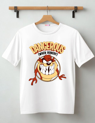 DIBBY Abstract Men Round Neck White T-Shirt