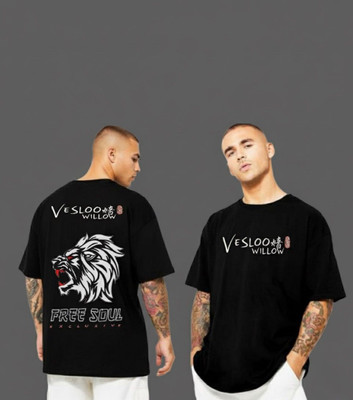 vesloo willow Solid Men Round Neck Black T-Shirt