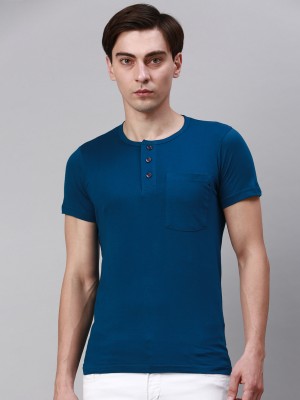 LUX cozi Solid Men Halter Neck Dark Blue T-Shirt