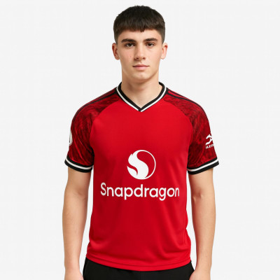 YUTU Printed Men Polo Neck Red T-Shirt