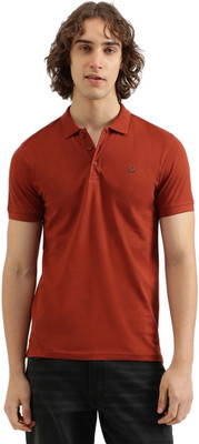 United Colors of Benetton Solid Men Polo Neck Orange T-Shirt