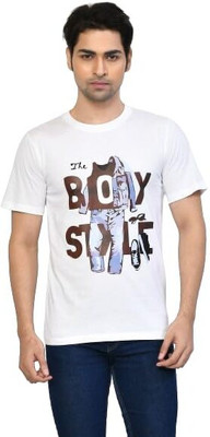 altius Graphic Print Men Round Neck White T-Shirt