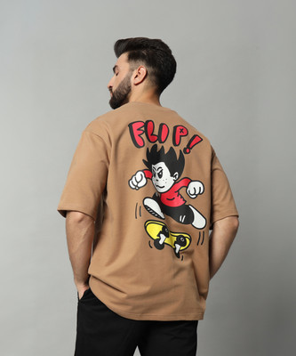 COLOR CAPITAL Printed Men Round Neck Beige T-Shirt