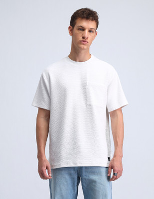 FLYING MACHINE Solid Men Round Neck White T-Shirt