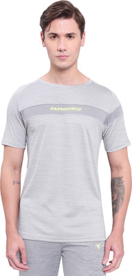 TECHNOSPORT Self Design Men Round Neck Grey T-Shirt