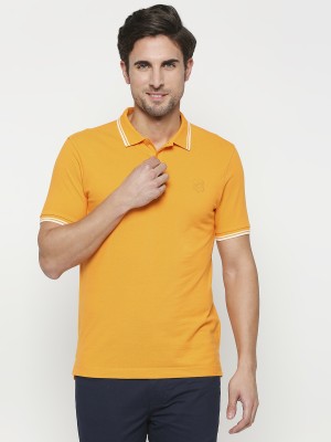 BEING HUMAN Solid Men Polo Neck Orange T-Shirt