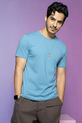 Moordale Solid Men Round Neck Blue T-Shirt