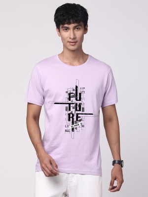 ADRO Printed, Typography Men Round Neck Purple T-Shirt