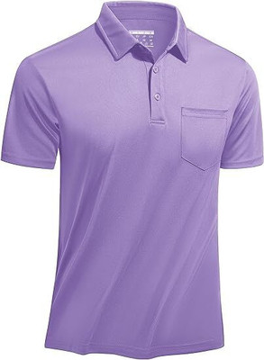 COLORTRAIT Solid Men Polo Neck Purple T-Shirt