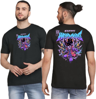 Swastik Graphic Print Men Round Neck Black T-Shirt