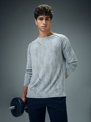 TECHNOSPORT Printed Men Round Neck Grey T-Shirt