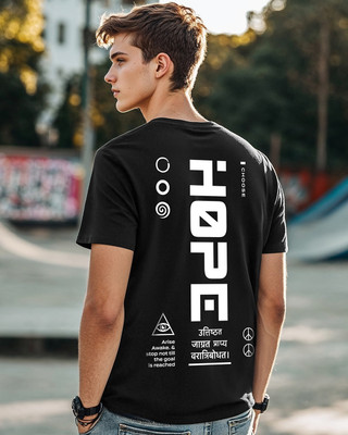 BEWAKOOF Typography Men Round Neck Black T-Shirt