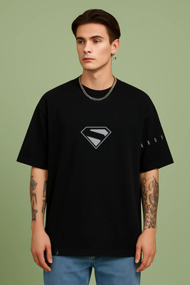 DESIREBEL Solid, Graphic Print Men Round Neck Black T-Shirt