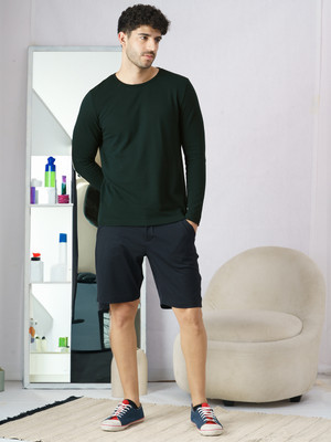 Damensch Self Design Men Round Neck Green T-Shirt