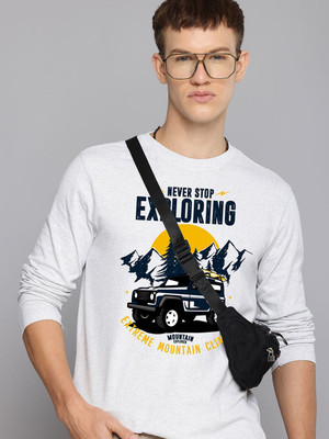 R.Code by The Roadster Life Co. Graphic Print Men Round Neck White T-Shirt