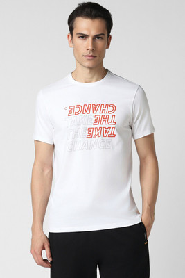 VAN HEUSEN Printed, Typography Men Round Neck White T-Shirt