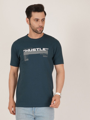 DAVNO Graphic Print Men Round Neck Dark Green T-Shirt