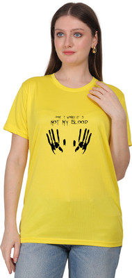 Joyfulmoments Printed Women Crew Neck Yellow T-Shirt