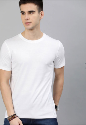 Magneto Solid Men Round Neck White T-Shirt