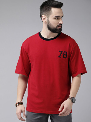 Roadster Printed Men Round Neck Red T-Shirt