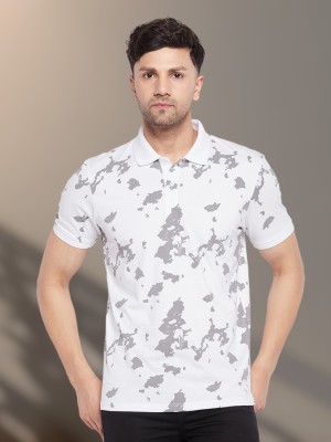 Wild West Printed Men Polo Neck White T-Shirt