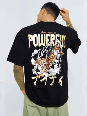 LEWEL Graphic Print Men Round Neck Black T-Shirt