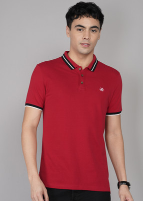 WROGN Solid Men Polo Neck Red T-Shirt