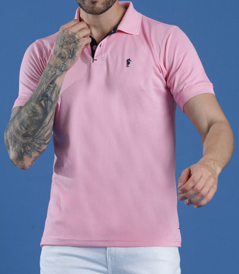 EPPE Solid Men Polo Neck Pink T-Shirt