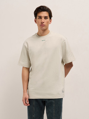 THE BEAR HOUSE Graphic Print Men Crew Neck Beige T-Shirt