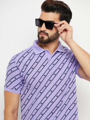 GETGOLF Striped, Printed Men Polo Neck Purple T-Shirt
