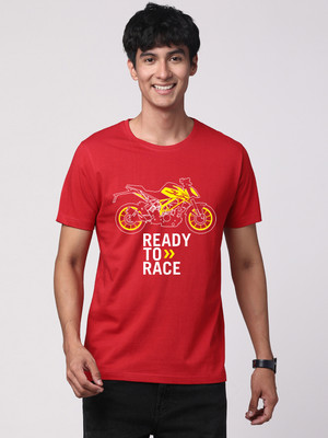 ADRO Printed, Typography Men Round Neck Red T-Shirt